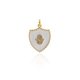 Shiny Shield Hamsa Pendant-DIY Jewelry Making Accessories   23.5x18mm