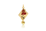 Shiny Square Enamel Heart Pendant-DIY Jewelry Making Accessories   30x15mm