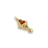Shiny Square Enamel Heart Pendant-DIY Jewelry Making Accessories   30x15mm