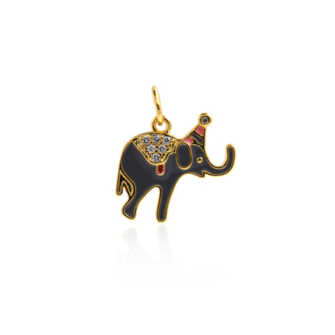 Shiny Enamel Elephant Pendant-DIY Jewelry Making Accessories   15x13mm