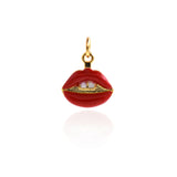Shiny Enamel Sexy Lip Pendant-DIY Jewelry Making Accessories   13.5x12.5mm