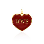 Shiny Enamel Heart LOVE Pendant-DIY Jewelry Making Accessories   20x18mm