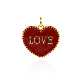 Shiny Enamel Heart LOVE Pendant-DIY Jewelry Making Accessories   20x18mm