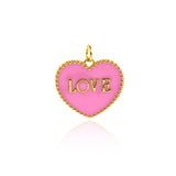 Shiny Enamel Heart LOVE Pendant-DIY Jewelry Making Accessories   20x18mm