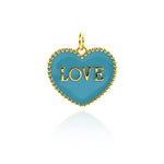 Shiny Enamel Heart LOVE Pendant-DIY Jewelry Making Accessories   20x18mm