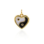 Shiny Enamel Heart Shape Yin Yang Pendant-DIY Jewelry Making Accessories   13x13mm
