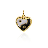 Shiny Enamel Heart Shape Yin Yang Pendant-DIY Jewelry Making Accessories   13x13mm