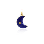 Shiny Enamel Moon Star Zircon Pendant-DIY Jewelry Making Accessories   20.5x14mm