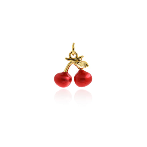 Shiny Enamel Cherry Pendant-DIY Jewelry Making Accessories   12.5x11.5mm