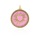 Shiny Round Enamel Heart Pendant-DIY Jewelry Making Accessories   26mm