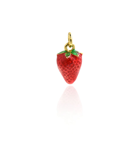 Shiny Enamel Strawberry Pendant-DIY Jewelry Making Accessories   7x11mm