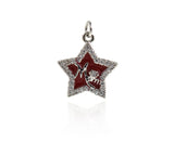Shiny Enamel Heart Shaped Zircon Pendant-DIY Jewelry Making Accessories   14.7x16mm