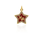 Shiny Enamel Heart Shaped Zircon Pendant-DIY Jewelry Making Accessories   14.7x16mm