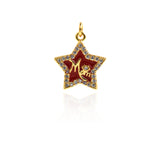 Shiny Enamel Heart Shaped Zircon Pendant-DIY Jewelry Making Accessories   14.7x16mm