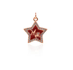 Shiny Enamel Heart Shaped Zircon Pendant-DIY Jewelry Making Accessories   14.7x16mm