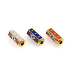 Enamel Hexagon Evil Eye Tube Spacer Beads for Minimalist Jewelry Making 21x10mm