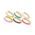 Enamel Huggie Hoop Earrings, Multicolor Tiny Hoops, Enamel Earrings, Dainty Hoops, CZ Crystal Huggies Hoops, Rainbow Hoops,Tiny Hoops    26.5x15mm