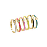Drop-Shaped Zircon Ring, Adjustable Enamel Ring With Opening, Ladies Birthday Gift, Couple Jewelry    2x19.5mm
