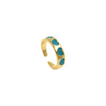 Dainty Colorful Enamel Heart Adjustable Ring, Gold Enamel Open Ring  6x22mm