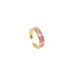 Dainty Colorful Enamel Heart Adjustable Ring, Gold Enamel Open Ring  6x22mm