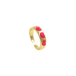 Dainty Colorful Enamel Heart Adjustable Ring, Gold Enamel Open Ring  6x22mm