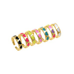 Dainty Colorful Enamel Heart Adjustable Ring, Gold Enamel Open Ring  6x22mm