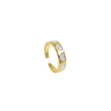 Dainty Colorful Enamel Heart Adjustable Ring, Gold Enamel Open Ring  6x22mm