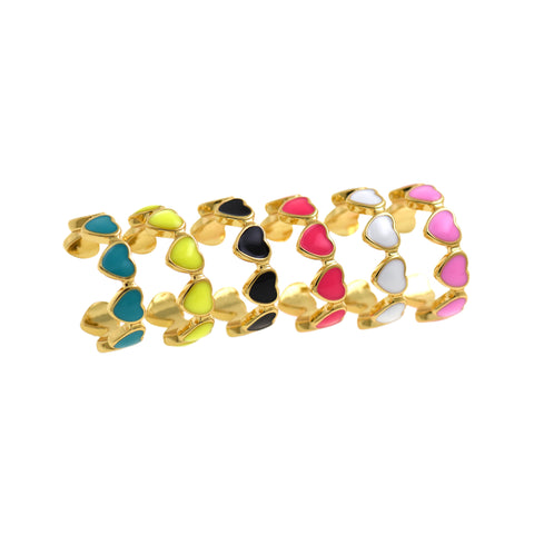 Enamel Ring Gold Heart Ring Open Adjustable Minimalist Gold Stacking Ring Dainty Ring for Birthday Christmas Jewelry    6x22mm