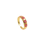 Dainty Flower 18k Gold Plated Ring, Enamel Daisy Adjustable Gold Ring, Simple Ring,Circle Ring    6x21mm