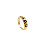 Dainty Flower 18k Gold Plated Ring, Enamel Daisy Adjustable Gold Ring, Simple Ring,Circle Ring    6x21mm