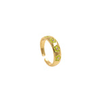 Dainty Flower 18k Gold Plated Ring, Enamel Daisy Adjustable Gold Ring, Simple Ring,Circle Ring    6x21mm