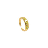 Dainty Flower 18k Gold Plated Ring, Enamel Daisy Adjustable Gold Ring, Simple Ring,Circle Ring    6x21mm