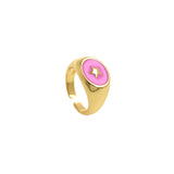 Shiny Gold Plated Adjustable Enamel Star Rings, Enamel Rings, Gold Tiny Rings, Gold Plated Rings, Trendy Rings, Summer Rings    13x21mm