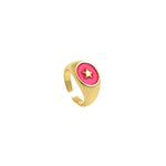 Shiny Gold Plated Adjustable Enamel Star Rings, Enamel Rings, Gold Tiny Rings, Gold Plated Rings, Trendy Rings, Summer Rings    13x21mm