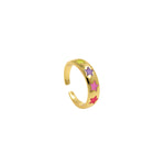 Adjustable Enamel Star Ring,18K Gold Filled Rainbow Open Stackable Ring,DIY Jewelry Findings    6x22mm