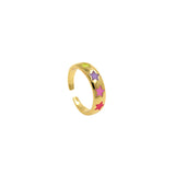 Adjustable Enamel Star Ring,18K Gold Filled Rainbow Open Stackable Ring,DIY Jewelry Findings    6x22mm