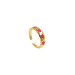 Adjustable Enamel Star Ring,18K Gold Filled Rainbow Open Stackable Ring,DIY Jewelry Findings    6x22mm