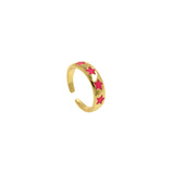 Adjustable Enamel Star Ring,18K Gold Filled Rainbow Open Stackable Ring,DIY Jewelry Findings    6x22mm