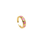 Adjustable Enamel Star Ring,18K Gold Filled Rainbow Open Stackable Ring,DIY Jewelry Findings    6x22mm