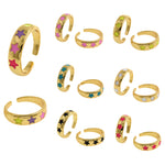 Adjustable Enamel Star Ring,18K Gold Filled Rainbow Open Stackable Ring,DIY Jewelry Findings    6x22mm