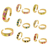 Adjustable Enamel Star Ring,18K Gold Filled Rainbow Open Stackable Ring,DIY Jewelry Findings    6x22mm
