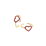 Openwork Enamel Heart Ring-Her Adjustable Ring   21x9mm