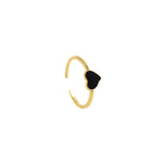 Gold Enamel heart Ring, Adjustable Ring, Minimalist Cz Ring, Micro Pave Ring, Gold Open Ring, Dainty Jewelry    20x7.5mm