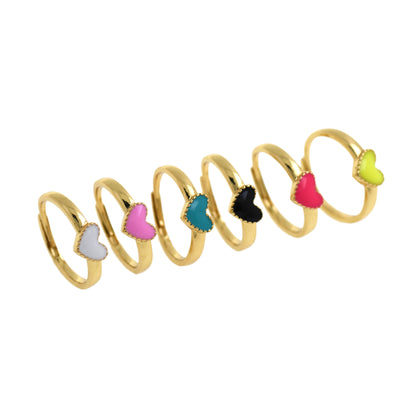 Trendy Double Heart Colored Enamel Rings, Vintage Heart Rings, Brass Enamel Cuff Open Heart Ring, Chunky Heart Ring    21x7mm