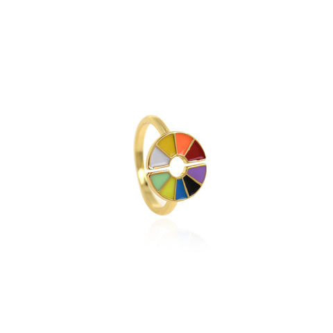 Round Melange Enamel Ring-Fine Ring With Adjustable Enamel   20x12.5mm
