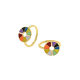 Round Melange Enamel Ring-Fine Ring With Adjustable Enamel   20x12.5mm