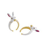18K Gold Filled Rabbit Ring, Enamel Adjustable Ring, Rabbit Ring, Open Animal ing, Delicate Ring, Rabbit Jewelry    33x21mm