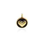 18K Gold Filled Round Enamel Heart Charm Necklace-CZ Heart Pendant-DIY Jewelry Making    18mm