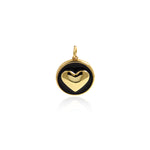 18K Gold Filled Round Enamel Heart Charm Necklace-CZ Heart Pendant-DIY Jewelry Making    18mm