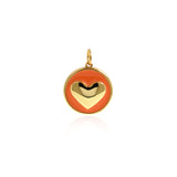 18K Gold Filled Round Enamel Heart Charm Necklace-CZ Heart Pendant-DIY Jewelry Making    18mm